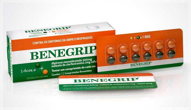 Benegrip ganha caixa com 12 comprimidos Benegrip