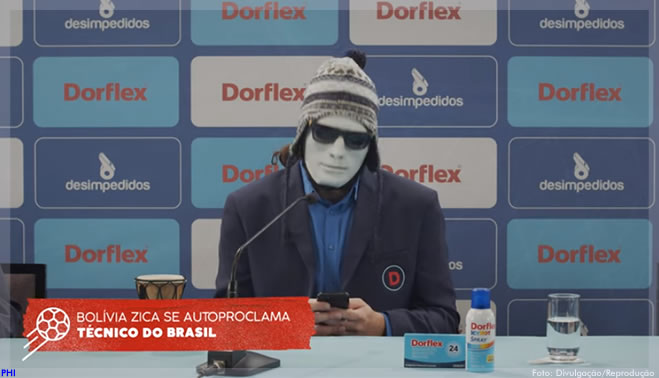 Dorflex convida Bolívia Zica, do canal Desimpedidos, para se autoproclamar técnico do Brasil